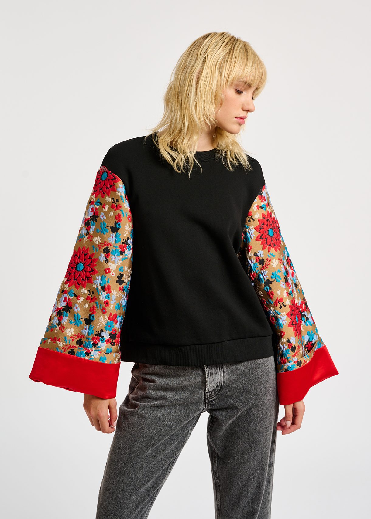 Black cotton-jersey sweatshirt with 