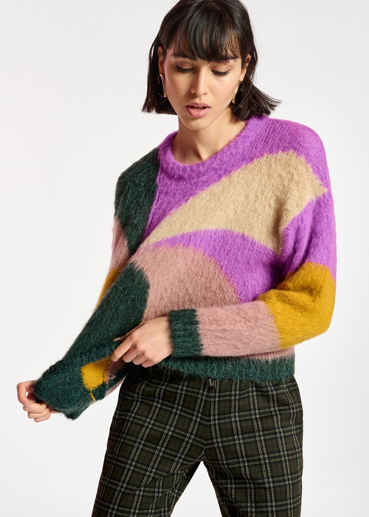 Purple, dark green and vintage pink 