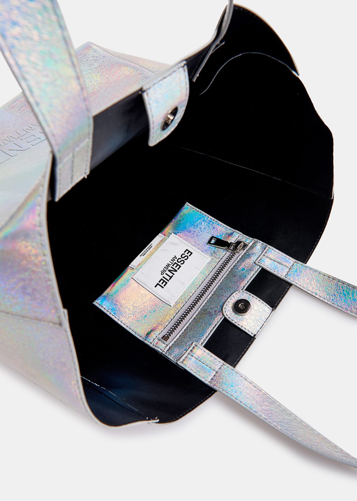 Silver metallic shopper bag Essentiel Antwerp UK