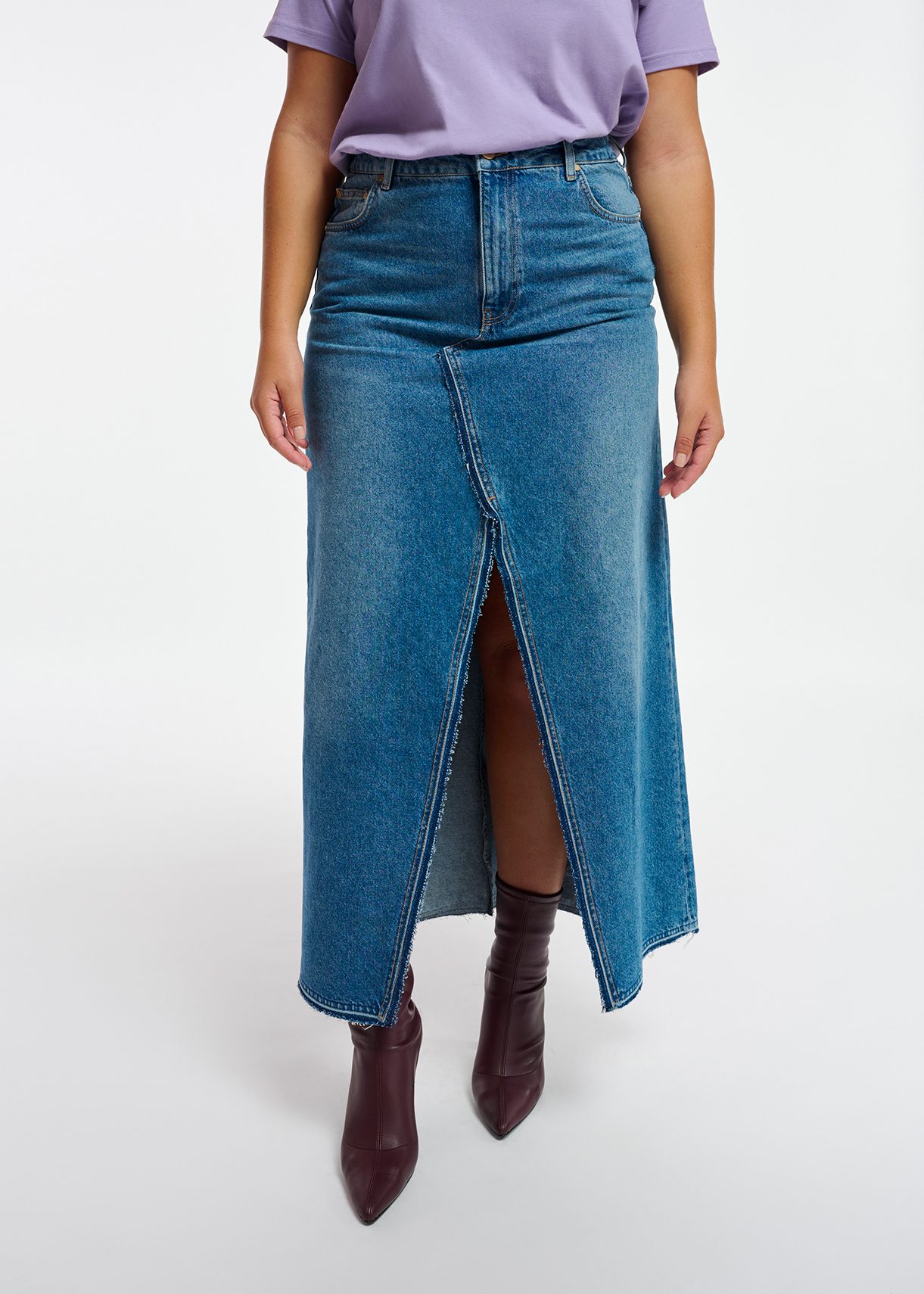 Blue denim maxi skirt Essentiel Antwerp Netherlands